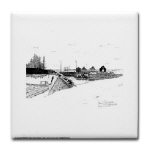 Digby Nova Scotia Fishing Boats Pen and Ink Tile/Coaster by NANCE